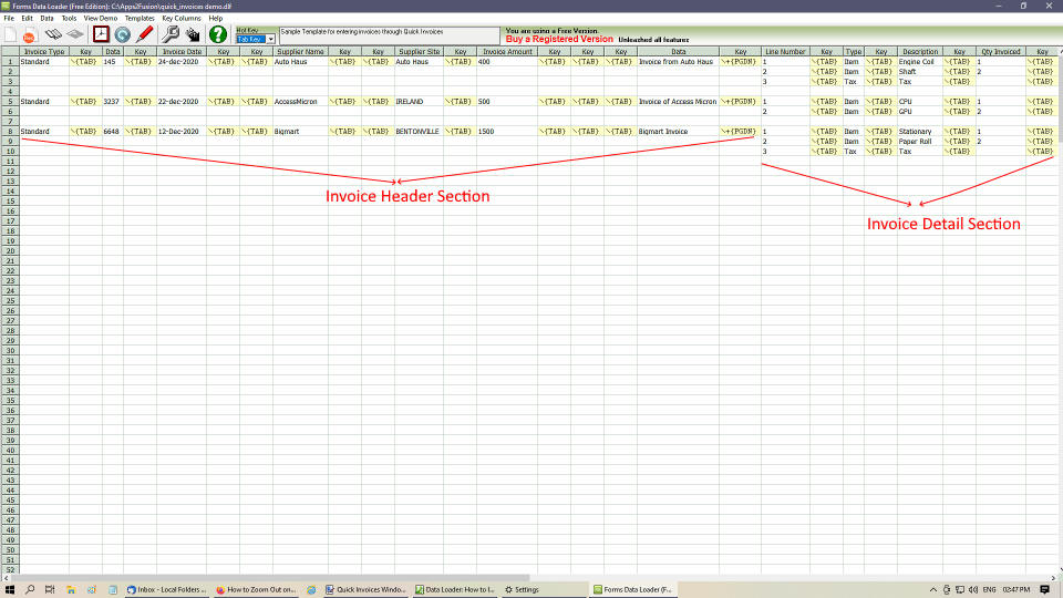 data loader for invoices