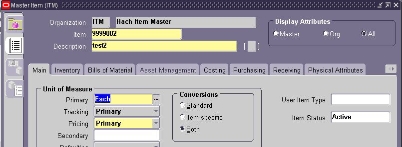 oracle apps master item form