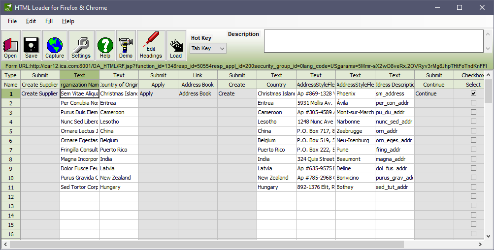 Data pasted from Excel