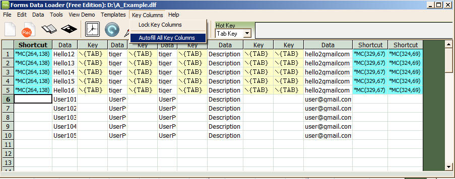 Auto fill feature in Data Loader