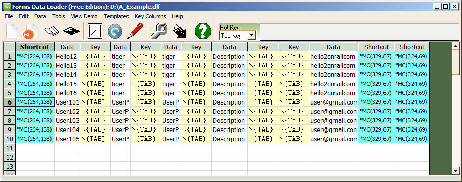 Data Loader sheet after Auto Fill