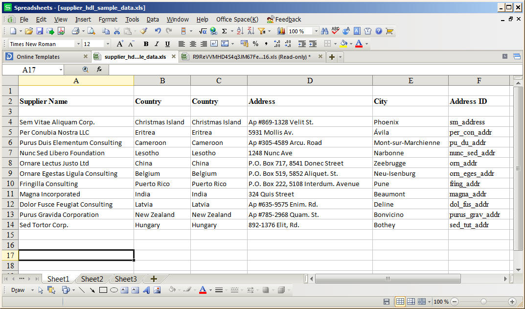 Suppliers data