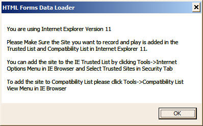 IE Settings for Data Loader